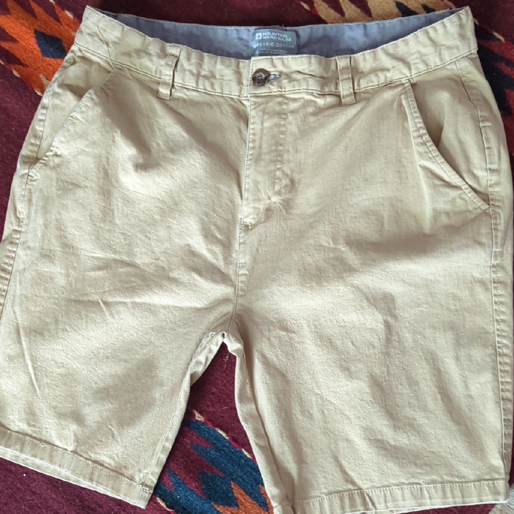Tan Flat Front Chino Shorts